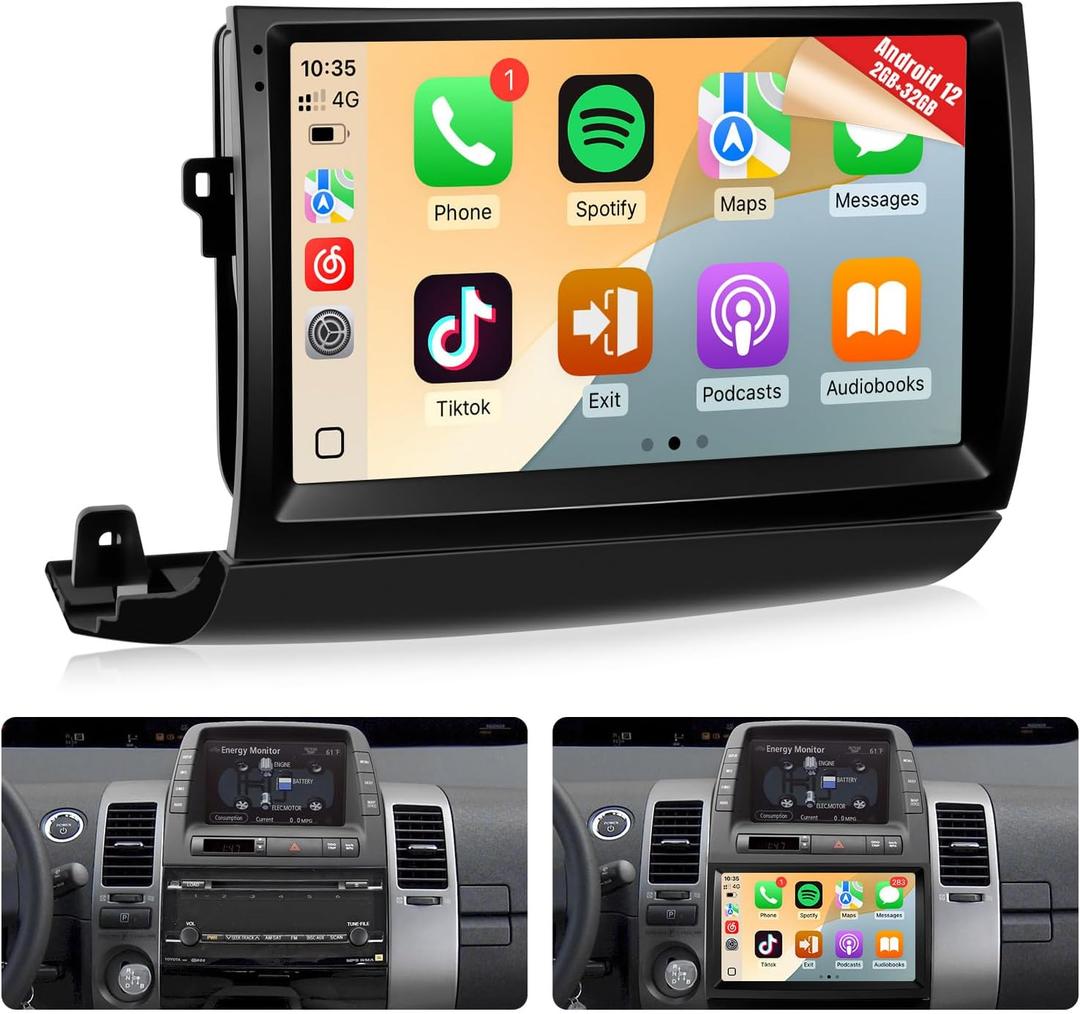 Naifay 8Core Android 12 Car Radio for Toyota Prius (Fit-J.B.L) 2004 2005 2006 2007 2008 2009 Stereo, 9inch IPS Touch Screen for Prius with Carplay Android Auto/Bluetooth/GPS/WiFi/MIC+Canbus
