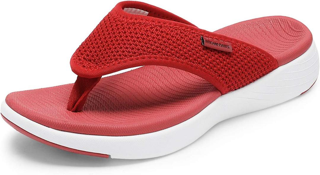 DREAM PAIRS Women's Arch Support Soft Cushion Flip Flops Thong Sandals (9.5, Red)