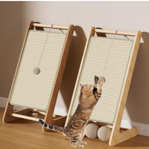 THEYFIRST 3-in-1 Triangle Cat Scratching Board, 24.8-Inch Tall Sisal Scratcher Post for Indoor Cats, Replaceable Scratching Pad & Durable Wooden Stretching Ramp for Sofa Wall House, 2 Pack THEYFIRST 3-in-1 Triangle Cat Scratching Board, 24.8-Inch Tall Sisal Scratcher Post for Indoor Cats, Replaceable Scratching Pad & Durable Wooden Stretching Ramp for Sofa Wall House, 2 Pack