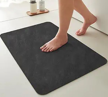 Black Bath Mat, Bathroom Rugs Non Slip Washable Thin Absorbent Quick Dry Bath Mat Fits Under Door Bathroom Floor Mat Perfect for Bath, Shower, or Sink 24"x36" Black