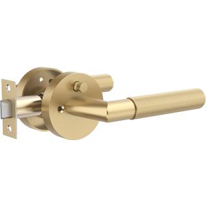 1 Pack Gold Door Lever Handle  Keyless Privacy Bedroom/Bathroom, Anti-Slip Knurled Grip, Fits Left/Right Hand Doors