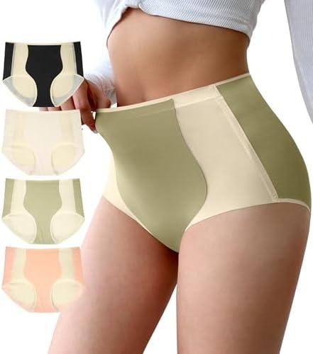 Annenmy High Waist Underwear For Women Seamless Slight Tummy Control Panties No Show No Curling Butt Lifting Underwear 4 Pack Size M
