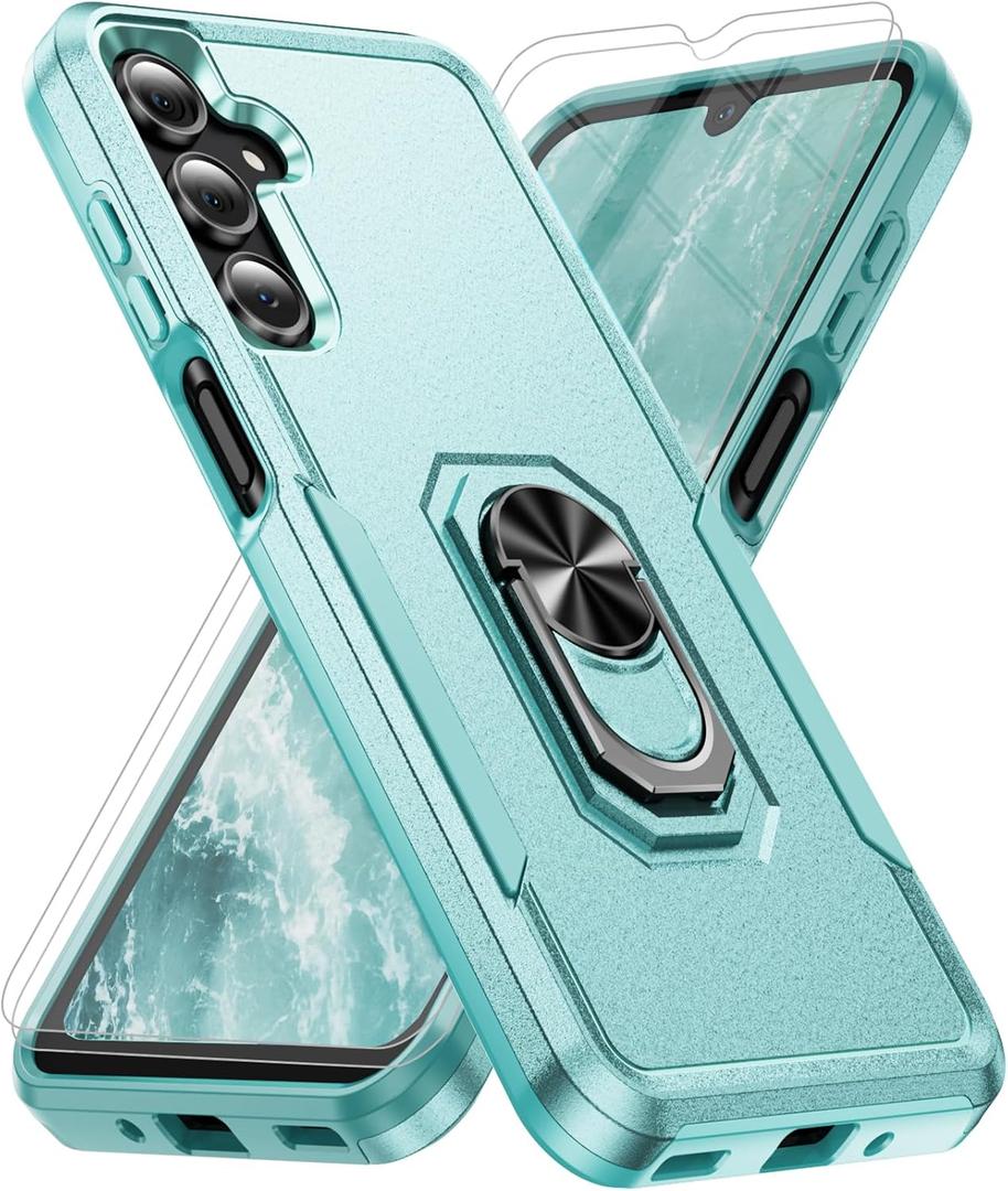 for Samsung Galaxy A16 5G Phone Case [15 FT Military Grade Drop Protection] with 2X Tempered Glass Screen Protector, Heavy-Duty Shockproof Magnetic Kickstand Case for Samsung Galaxy A16 5G (Green)