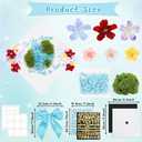 Graduation Cap Decoration DIY Kit Faux Assorted Flowers Light Blue Beads Bow Moss Glitter Alphabet Letter Number Decals Stickers for Earth Grad Hat Topper Blue White Graduation Party Supplies