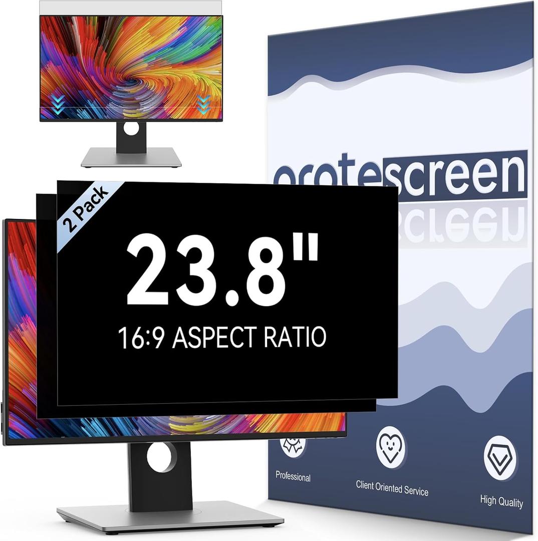 [2 Pack] 23.8 Inch Computer Privacy Screen Filter for Monitor 16:9 Aspect Ratio, Eye Protection Anti Blue Light Privacy Shield and Anti-Glare Protector, 23.8inch Removable Anti-Scratch 23.8in Protector Film