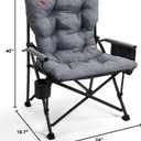 EVER ADVANCED Padded Oversized Folding Camping Chair for Adults, Heavy Duty Lawn Chair with Side Pockets, Portable Collapsible Quad Chair for Outside, Support Up to 500lbs, Grey