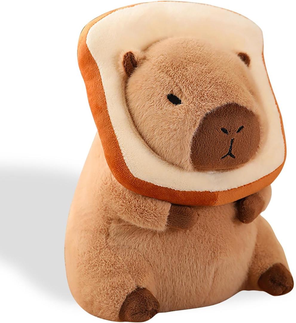 Cute Capybara Plush Soft Capybara Stuffed Animal with Bread Kawaii Capybara Doll Pillow Capybara Plushie Gifts for Kids Boys Girls 12 inch