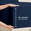 NON Sticky cotton 4 Piece Full Extra Deep Pocket Sheet Set, 100% Egyptian Cotton, Soft and Breathable Bedding Sheets, Fits 18" to 24" High Mattress, 54" x 75", Navy Blue Solid