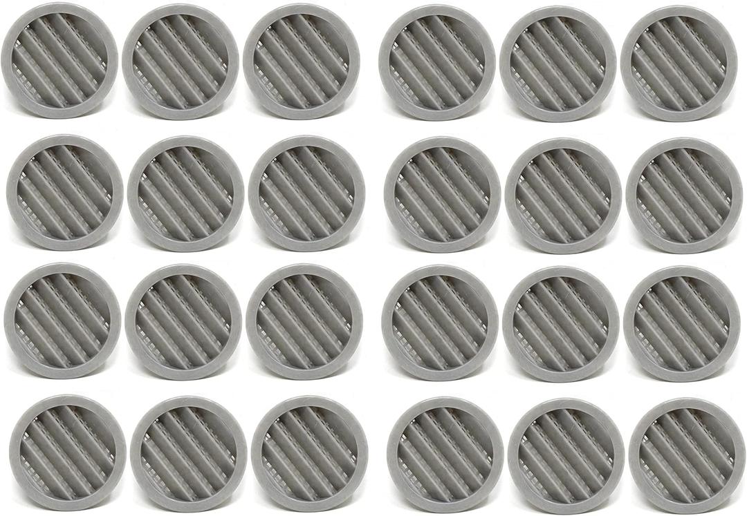 2" Round Plastic Louver Soffit Air Vent Reptile Screen Grille Cover Multiple Colors/Quantities (24, Grey) (Gray)