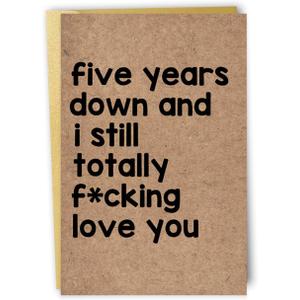 Funny 5th Anniversary Card Gift for Couple Husband Wife, Cute 5 Year Anniversary for Her Him, Naughty 5 Year Old Anniversary for Boyfriend Girlfriend 