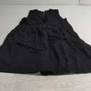 Women's Sleeveless V Neck Shorts Denim Romper Tie Front Ruffle Cute Loose Jean Short Overalls with Pockets L Black