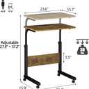 Klvied Standing Desk with Cup Holder, Height Adjustable Mobile Laptop Stand on Wheels, Ergonomic Rolling Workstation for Home Office, Portable Overbed Table for Couch & Bedside, Walnut Finish, 23.6" X 15.7" X 27.9" - 37.2"
