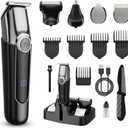 Beard Trimmer for Men, 5 in 1 Electric Razor for Men, Cordless Hair Clippers, Waterproof Grooming Kit for Shaving Face, Mustache, Body, Ear, Nose Hair Trimmer, Gifts for Mens, Black