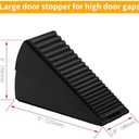 Strongest Adjustable Spring Loaded Large Door Stopper - Heavy Duty Tall Door Stop Wedge for Bottom of Doors, Up to 3 Inches, Stainless Steel (Black, 1 Pack)