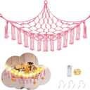 Hammock for Stuffed Animals with LED Light, Kids Room Decor Corner, Pink (Large-(Package of 1))