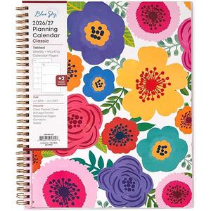 Blue Sky 2026-2027 Weekly and Monthly Academic Year Planner Calendar, July 2026 - June 2027, 8.5" x 11", Flexible Pocket Cover, Wirebound, Storage Pocket, Laminated Tabs, Mahalo