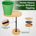 NiHome Bamboo Large Swivel TV Tray Table with Thickened Stable Non-Tipping Base, Adjustable Height Couch Table Tray, End Table, Bathtub Side Tray Table 360 Rotating for Hot Tub Bedside Sofa Balcony