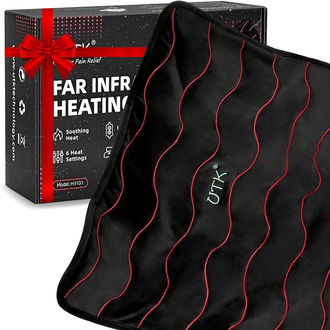 UTK Heating Pad for Back Pain Relief with Far Infrared Therapy, Infrared Heating Pad with Tourmaline, 2H Auto-Off for Shoulder, Period Cramps,Knee, Sciatica Pain Relief - 20'' x 24''