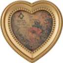 Concepts 4x4 Gold Double Beaded Resin Heart Shaped Picture Frame With HD Clear Glass, Extra Durable Photo Frames -Tabletop Display