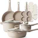 CAROTE 13pcs Pots and Pans Set Non Stick, Taupe Nonstick Cookware Set, Frying pans with lids, Kitchen Essentials Pot and Pan, Induction Cookware