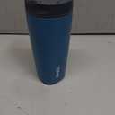 Owala SmoothSip Slider Insulated Stainless Steel Coffee Tumbler, Reusable Iced Coffee Cup, Hot Coffee Travel Mug, BPA Free 20 oz, Grey/Blue (High Dive)