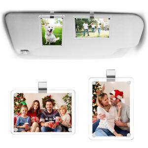 Gift for Boyfriend Husband Girlfriend Car Decorations Interior Picture Holder, Car Visor Photo Clip Magnetic Frame Mother's Day Personalized Photo Gifts Cute Car Decor Accessories 3.5 x 2.4 inch (2 PCS)