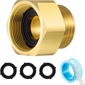 Dreyoo 1 Pack Hose Bib Brass Adapter, 1-1/16 Inch Fine Thread Female Vacuum Hose Bib Compatible with Arrowhead Brand Hoses Bibs Only Brass, with 1/2 by 157 Inch Plumbers Tape