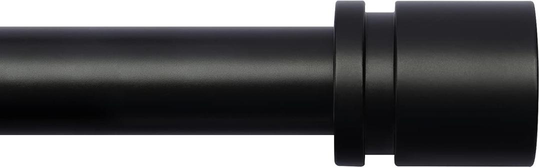 Byondeth Curtain Rods for Windows 16 to 120 Inches Adjustable Length 1 Inch Diameter Window Curtain Rod with Aluminium Finials, Black
