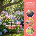 Solar Cascade Hanging Bird Bath Fountain 2026, Outdoor Large Humming Birds Hanging Water Fountains, Solar Powered Baths with Shower Bowl for Outdoors Garden Patio Backyard Lawn Decor (Pink)