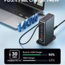 Rocoren 720w USB C Charger Block, 8-Port USB Charging Station with Dual PD 140W Fast Charging Station Hub for Multiple Devices, Laptop GaN Charger for iPhone 17, MacBook Pro/Air, iPad, Samsung