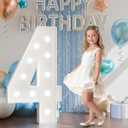 Marquee Numbers 4 Feet Tall: Large Light Up Numbers for Party 4th 14th 40th Cardboard Foam Board Stand Sign Backdrop Anniversary Party Decor 4