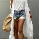 CHERRY CAT Women Beachwear Long Beach Coverups Casual Dress Solid White (White)