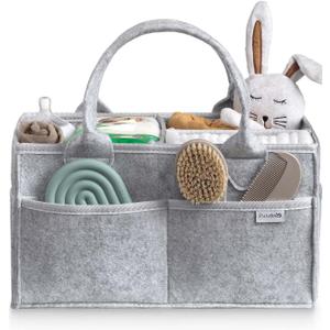 PUTSKA Baby Diaper Caddy Organizer - Nursery Storage Basket for Diaper Station, Baby Basket Shower Gifts List and Registry Must-Haves, Newborn Essentials, Nursery Decor for Boy or Girl-Grey,ExtraLarge