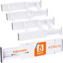 Lifewit 8 Pack Drawer Dividers 4" High, 13.5"-22" Adjustable Drawer Organizer with 16 Inserts for Clothes/Makeup, Plastic Expandable Separators in Dresser/Bedroom/Bathroom/Kitchen/Office