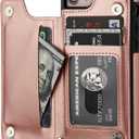 ONETOP for iPhone SE(2022) iPhone SE(2020) iPhone 7/8 Wallet Case with Card Holder, Premium PU Leather Kickstand Card Slots, Double Magnetic Clasp and Durable Shockproof Cover 4.7 Inch(Rose Gold)