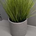 Torre & Tagus 16" Artificial Onion Grass in Textured Gray Round Pot, Faux Grass Plant & Tall Foliage Fake Grass Decor as Artificial Grass for Planters, 10" x 10" x 16" (Onion Grass Fake Plant)