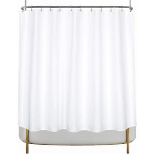 Barossa Design Clawfoot Tub Cotton Waffle Shower Curtain 180 x 70 Set with PEVA Liner and 36 Metal Hooks - White, Wrap-Around 180x70