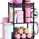 Yoga Mat Storage Rack, Home Gym Storage Rack, VOPEAK Workout Storage for Yoga Mat, Foam Roller, Equipment Gym Storage for Home Exercise and Fitness Gear (Metal), 14.37"D x 17.52"W x 33.66"H, Black