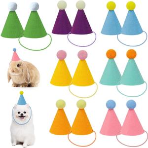 Mini Party Hats for Stuffed Animals, Birthday Party Cone Hats Dolls Dog Cat Rabbit Puppies Assorted Animal Birthday
