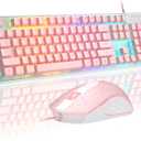 Gaming Keyboard and Mouse Combo, K1 RGB LED Backlit Keyboard with 104 Keys Computer PC Gaming Keyboard for PC/Laptop (Pink)