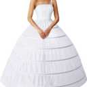 Womens Crinoline 6 Hoop Skirt Petticoat for Women Petticoat for Wedding Dress Underskirt Ball Gown Bridal (One Size, White)