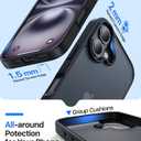 2 x for iPhone 16 Case, [Military-Grade Drop Protection][Anti-Yellowing] Shockproof Protective Translucent Matte Cover for iPhone 16 Phone Case,Titanium Black