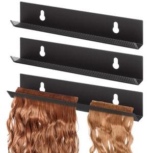 2PCS Hair Extension Holder, Stainless Steel Hair Extension Hanger for Styling Hair Stands, Black Hair Hanger Tool for Washing, Coloring and Blow-Drying of Weft, Clip-In, Tape-In Extensions