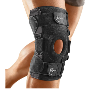 Fit Geno Hinged Knee Brace for Meniscus Tear: Adjustable Knee Support for Knee Pain w/Side Stabilizers & Hinges for Injury or Surgery Recovery - Men and Women