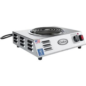 Cadco CSR-3T 14" Electric Portable Countertop Hi-Power Hot Plate w/One Tubular Burner for Restaurant Hotel Food Truck Concession Kiosk, Stainless Steel, 120v