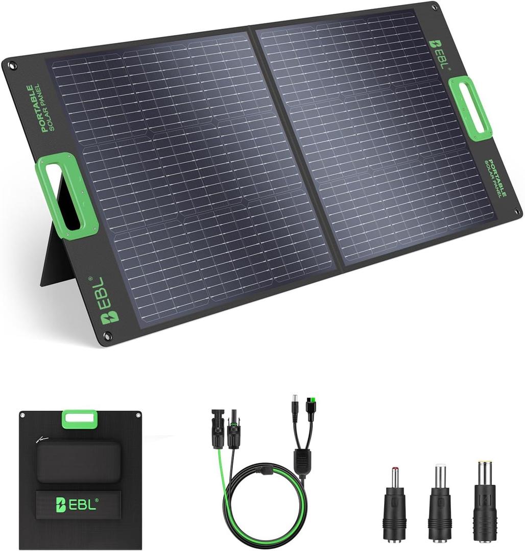 EBL 100W Portable Solar Panel for Power Station, IP65 Waterproof Foldable