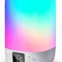 Night Light Bluetooth Speaker Alarm Clock, Sound Machine with White Noise, Touch Bedside Lamp for Bedroom, Dimmable Warm Light, 8 RGB Color Changing, Ideal Gift for 10-15 Year Old Teenage Boys Girls