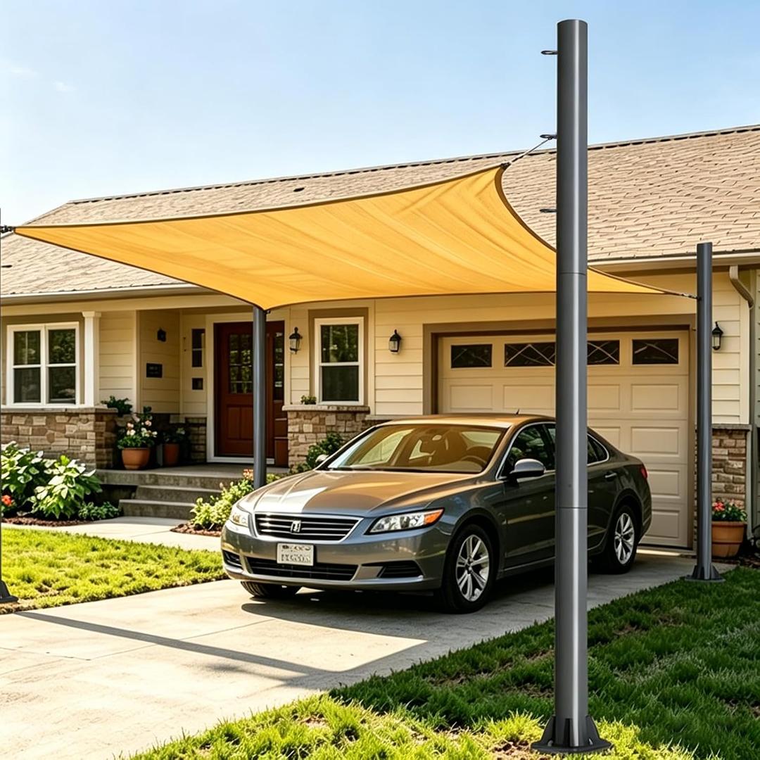 Sun Shade Sail Pole 10FT, 3" Diameter, 2.2mm Thick, Stable Anti-Bend Pole for Patio, Garden & Parking Shade & String Lights 1pack, 10ft- 2.2mm thickness