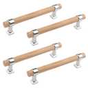 T Tulead 4PCS Cabinet Drawer Pull Handles Wood Pulls 128mm/5 Hole to Hole Furniture Handle Pulls for Dresser Wardrobe Bookcase