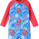 Disney Marvel Stitch Cars Spiderman Mickey Mouse Baby Boy Swimsuit Infant Toddler Bathing Suit UPF 50+ Zipper Long Sleeves (Blue)